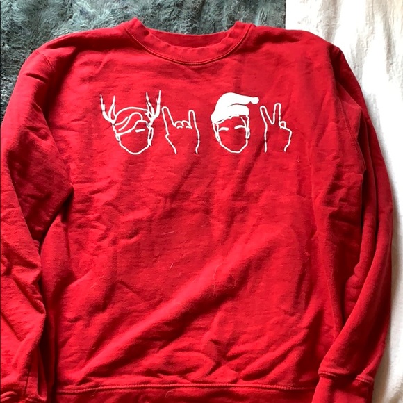 dolan twins red crew neck